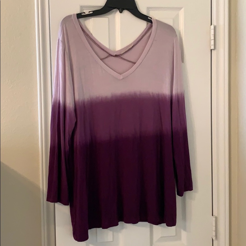 Purple long sleeve shirt.